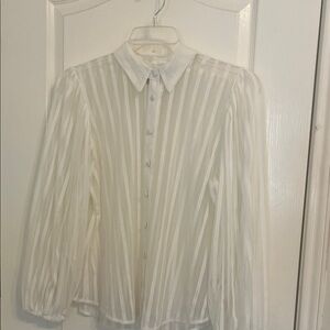 Worthington Cream Striped Blouse
